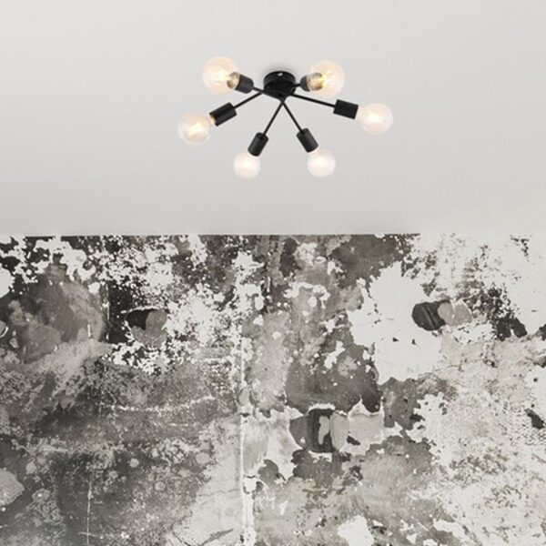 LAMPADA DA SOFFITTO LAMAR METAL E27 6XMAX 40W/MATT BLACK - immagine 2