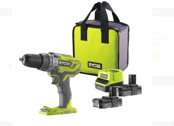 TRAPANO AVVITATORE A PERCUSSIONE A BATTERIA BRUSHLESS 'R18PD3-220S' 18V + 2 BATTERIE A LITIO