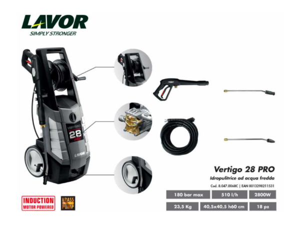 IDROPULITRICE ACQUA FREDDA 'VERTIGO 28 PRO'- LAVOR - immagine 3