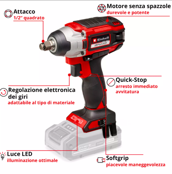 TRAPANO AVVITATORE BATTERIA AD IMPULSI 'IMPAXXO 18/230'- EINHELL - immagine 2