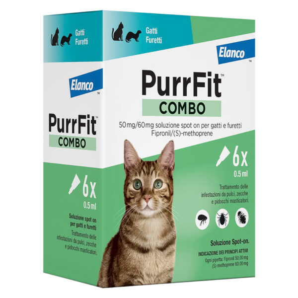ANTIPARASSITARIO 'PURRFIT COMBO' gatti/furetti - 6 pipette ml 0,5