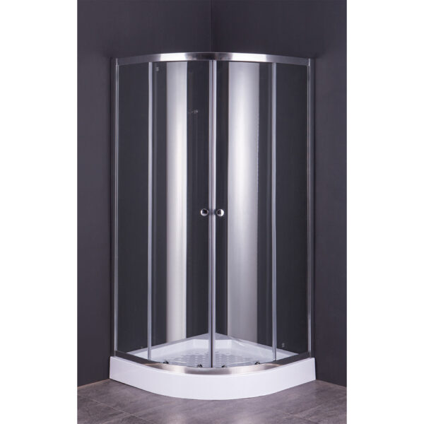 BOX DOCCIA CRISTALLO SEMICIRCOLARE DUE PORTE 'RUBINO' CM.80 x 80 - H.185