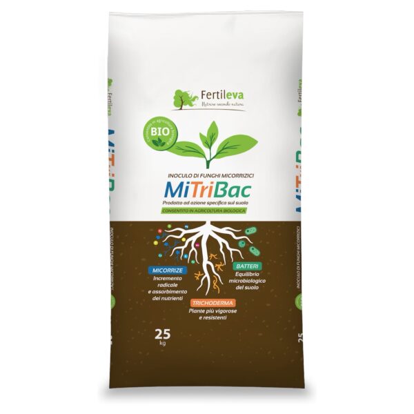 CONCIME ORGANICO PELLETTATO CON FUNGHI MICORRIZICI MITRIBAC KG.25- FERTILEVA