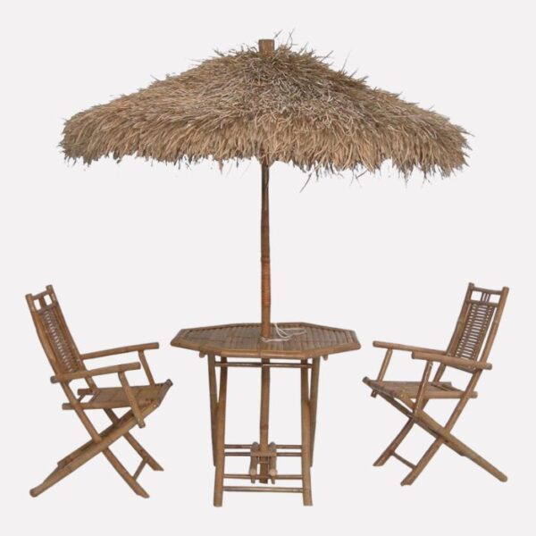 OMBRELLONE CON TAVOLO E SEDIE IN BAMBU' HAWAII
