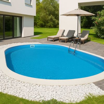 PISCINA INTERRATA IN ACCIAIO OVALE MADAGASCAR-GRE